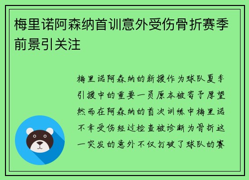 梅里诺阿森纳首训意外受伤骨折赛季前景引关注